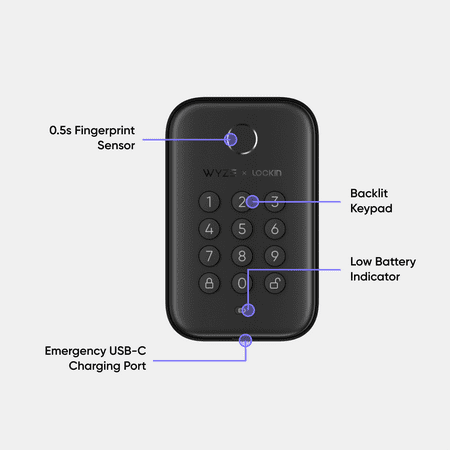Wyze - Smart Lock Bolt, Fingerprint Keyless Entry, Bluetooth Deadbolt Replacement, In-App Monitoring and Scheduled Access - Black