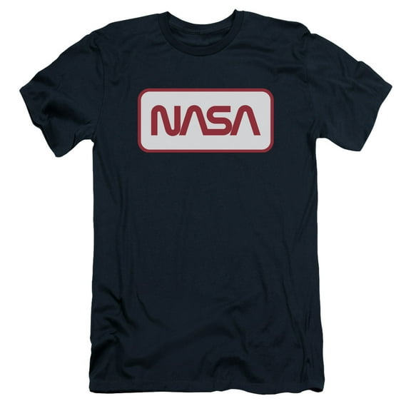 Nasa Rectangular Logo Adult 30/1 T-Shirt Navy