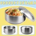 thumbnail image 4 of 6 Pcs Stainless Steel Rice Bowl with Lid Korean Kitchenware Large Insulated Bowl Multifunctional Soup Bowls Snacks Bowls for Keeping Food Warm Snacks Lunch Box Parties（5.11in Silver, 4 of 7