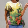 thumbnail image 6 of Flower Hummingbird Women's Short Sleeve Tops Casual Blouses T Shirt, 6 of 6