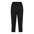 thumbnail image 4 of DDAPJ pyju Capri Leggings for Women Tummy Control High Waisted Yoga Pants Lightweight Summer Cropped Pants Basic Solid Comfy Casual Beach Capris Black XXL, 4 of 6