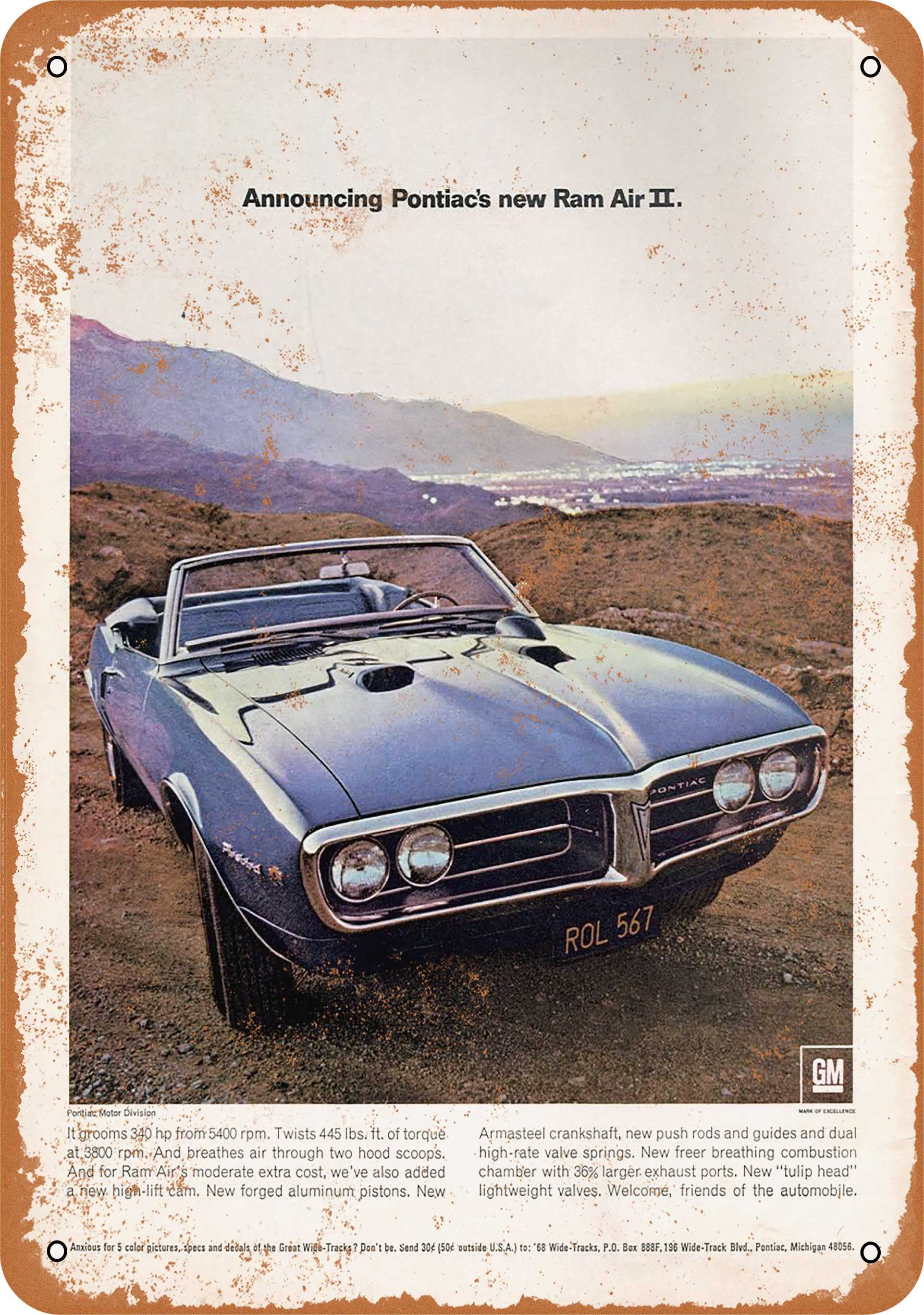 1968 Pontiac Firebird Ram Air Ii Metal Sign 7x10 Inch Vintage Look Walmart Com Walmart Com