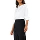 thumbnail image 4 of Blusa de satén INSPIRE CHIC para mujeres, casual elegante, cuello barco, manga 3/4, camisa de trabajo XS blanca, 4 of 6
