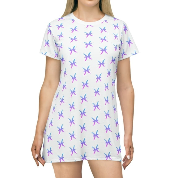 White Pisces Zodiac T-Shirt Dress 2.0