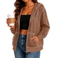 thumbnail image 6 of Kezqiaxn Womens Sweatshirt Fashion Long Sleeve Drawstring Lightweight Casual Sweatshirts with Pockets Zip up Hoodie Coffee M, 6 of 9