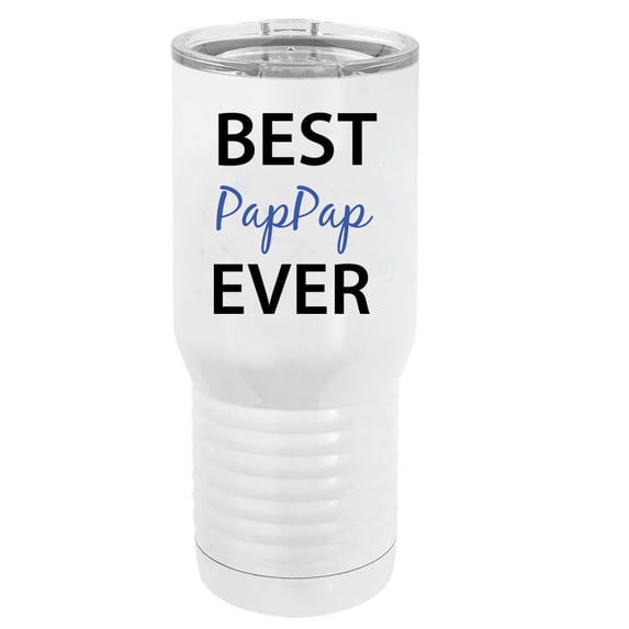 Best PapPap Ever Stainless Steel Vacuum Double-Walled Insulated 20 Oz Tumbler Travel Coffee Mug with Clear Lid, White