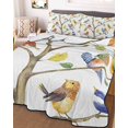 thumbnail image 3 of Quilts Twin Size, Watercolor Bird Soft Comforter Bedding Set for Bed, Modern Spring Branch Colorful Leaf Lightweight Quilted Bedspread with Pillow Cover(2 Pieces) for All Season, 68x86 Inch, 3 of 6