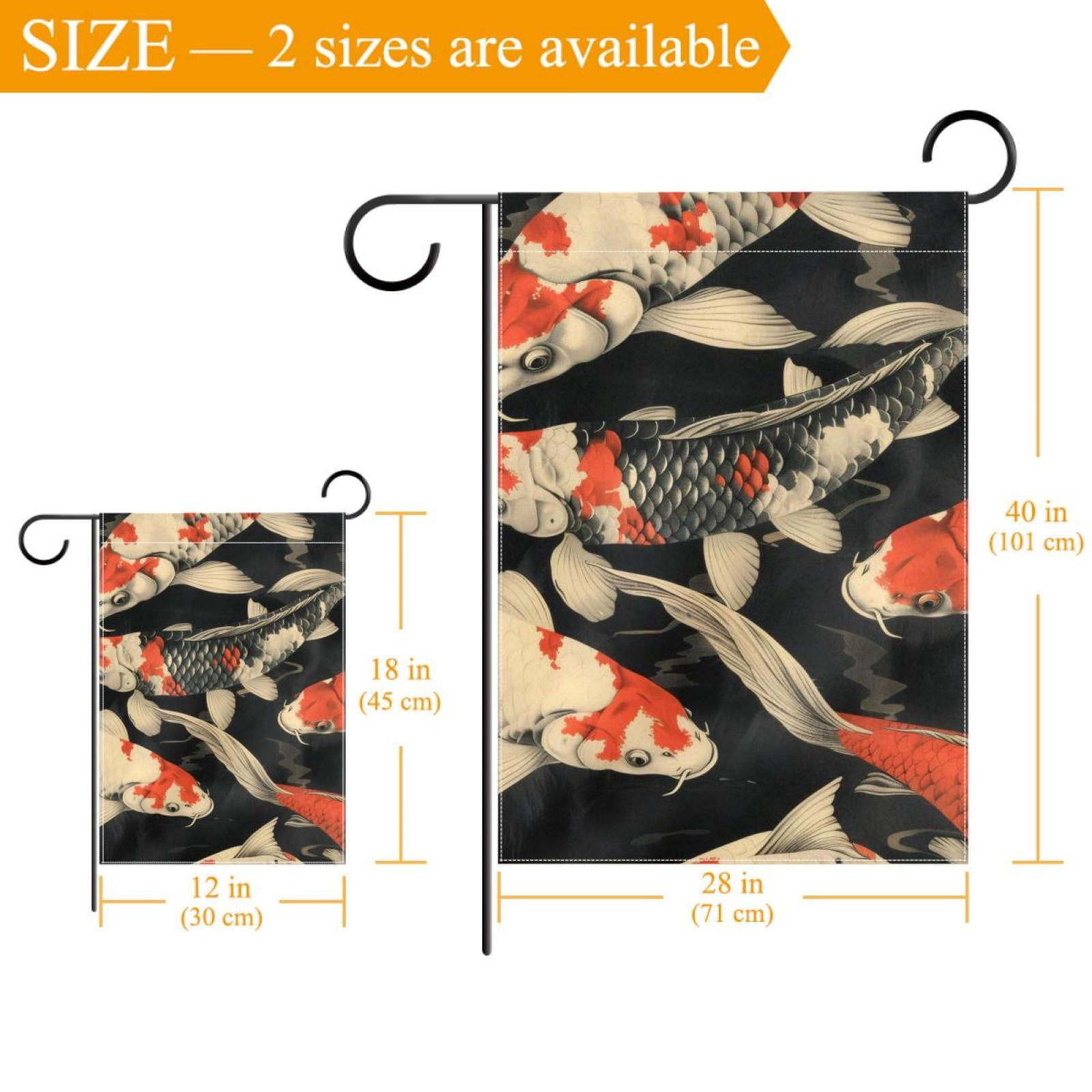 Fish. Koi Carp Double Sided Garden Flag Decorative Weather Resistant Yard Flag, Large DIY Vertical Flag for Farmhouse Patio Lawn, 28x40 Inch
