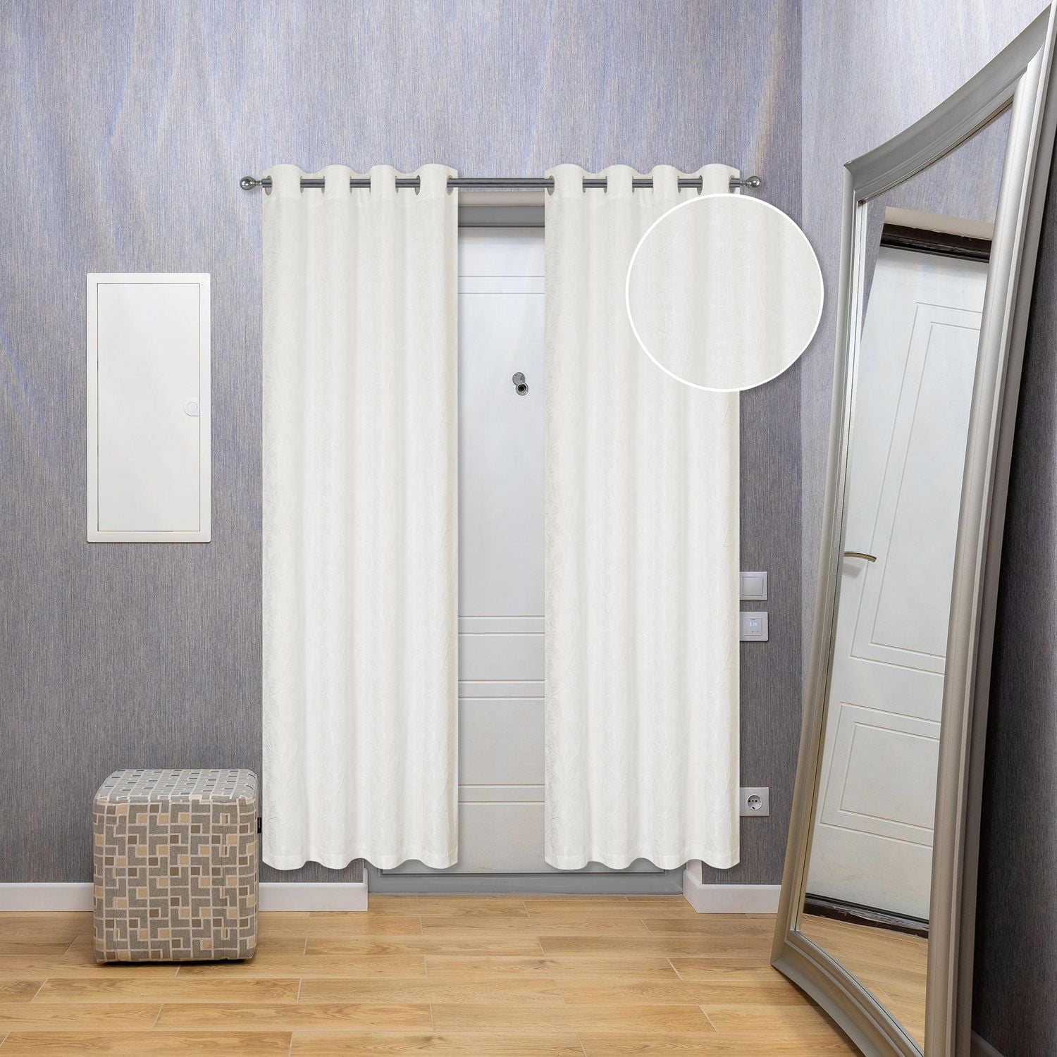 IH Casa Decor Jacquard Panel W 8 Grom Leaves White 96" - Set of 2