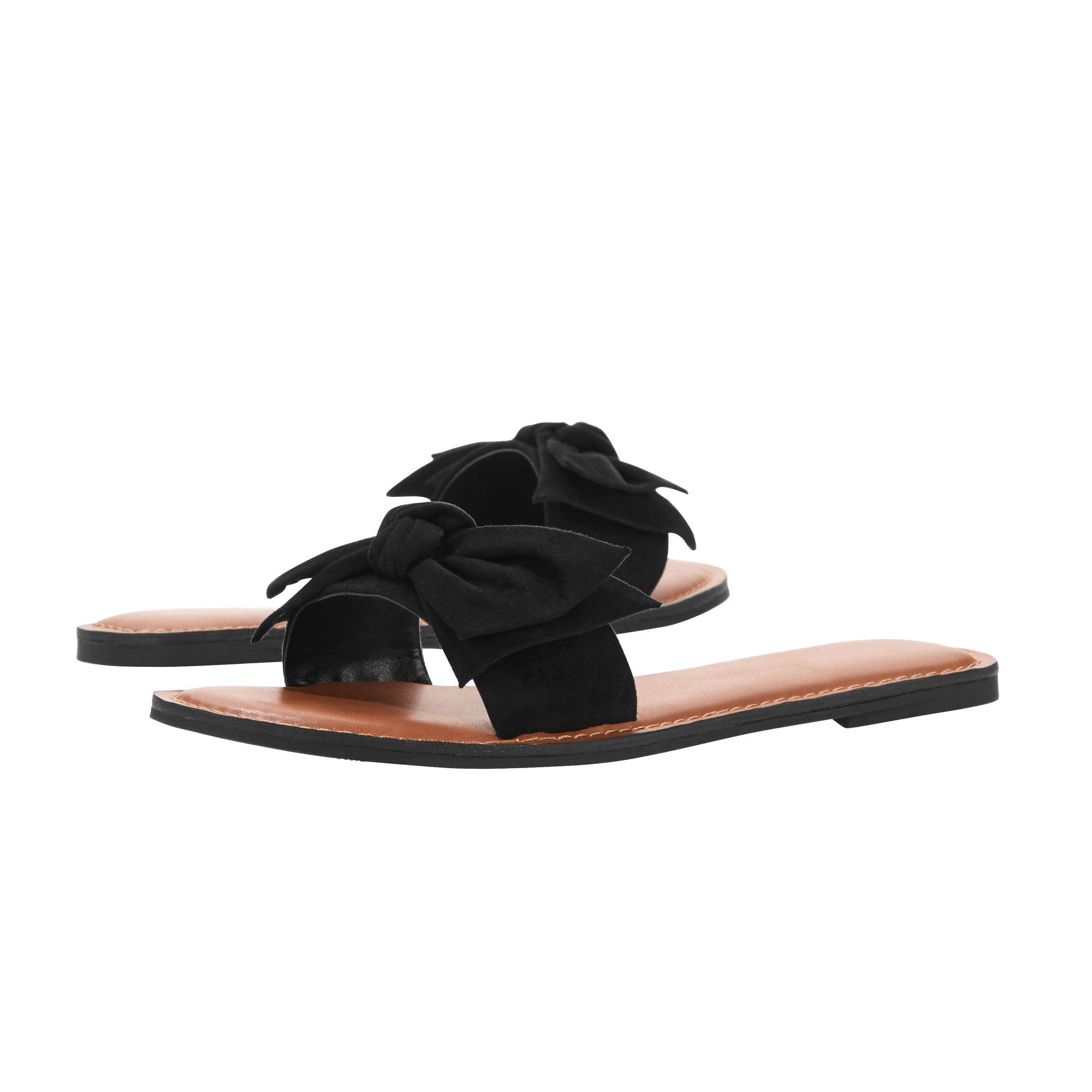 black bow flip flops