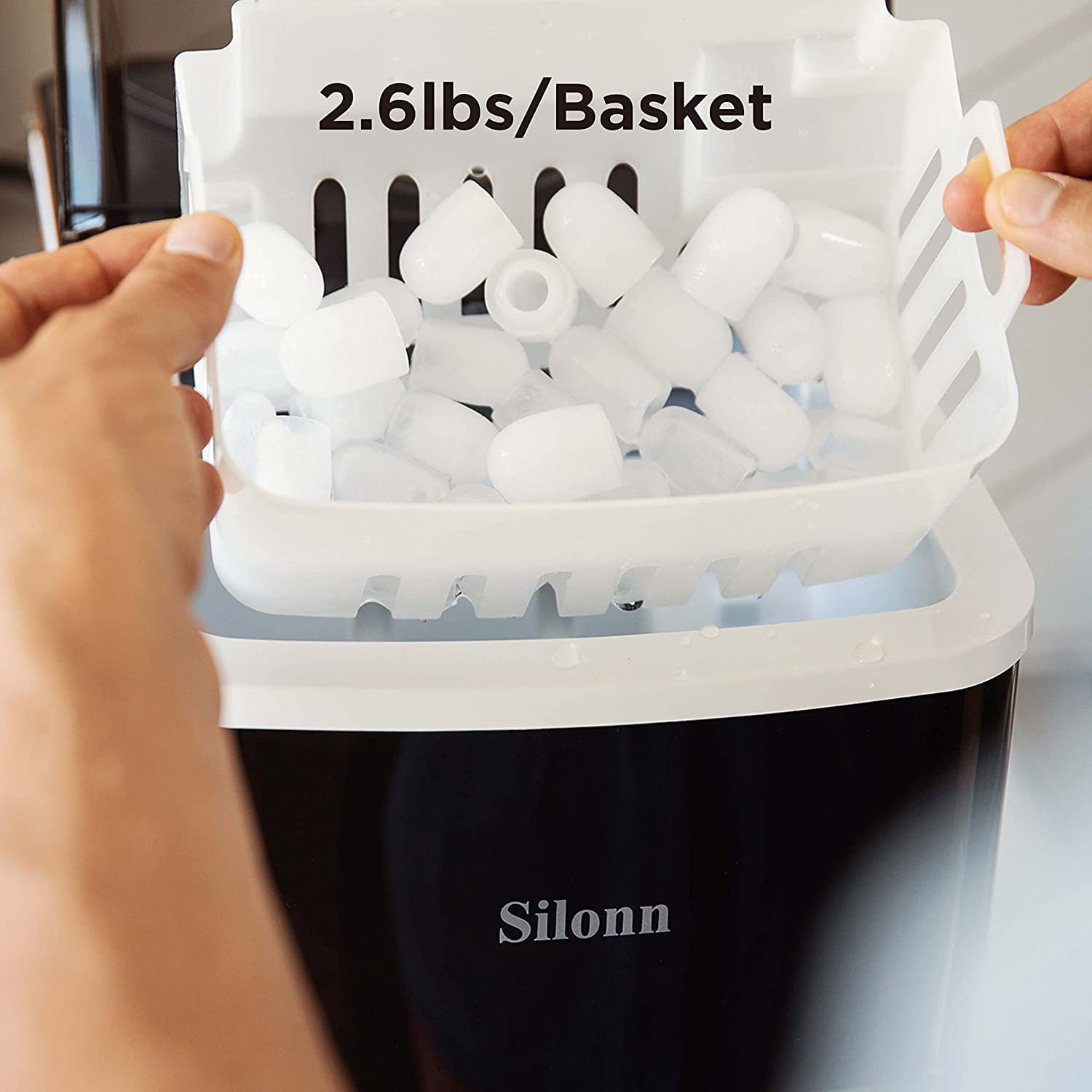 Silonn Ice Makers Countertop 9 Bullet Ice Cubes Ready in 6 Minutes