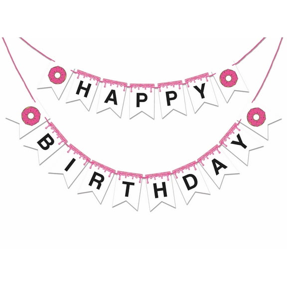 Inkdotpot Birthday Party DecorationsHappy Birthday Party GarlandBaby Boy Or Girl Donuts Gender Neutral Pennant Banner Flag