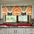 thumbnail image 3 of Yayeee Kitchen Curtains Tier Set of 2 Light Filtering 57"x36" Over Sink Window Panels, Colorful Black Cat, 3 of 7