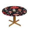 thumbnail image 3 of HAOXIT  Cartoon Forest Red Mushrooms Round Tablecloth ,Stain Resistant Washable Polyester Table Cloth with White, Non Slip Decorative Table Cover for Restaurant Dining Table Camping 46-50, 3 of 8