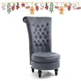 High Back Throne Chair, Velvet Royal with ButtonTufted Back，Armless