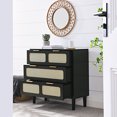 thumbnail image 3 of Kepooman Chest of Drawers,Drawer Chest,Dressers,3 drawer dresser, modern rattan dresser cabinet with wide drawers and metal handles, farmhouse wooden storage chest of drawers, 3 of 12