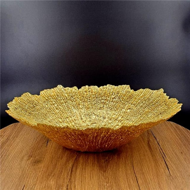 Red Pomegranate Collection 2782-1 16 in. Coral Centerpiece Bowl, Gold