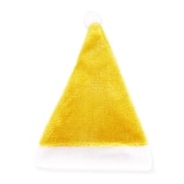 Eosunjian Santa Hat for Women Men Plush Velvet Christmas Hats Soft Holiday Dress-up Accessory for New Year Party Supplies (Yellow)