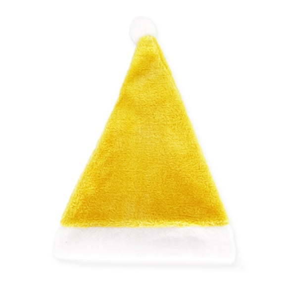 Eosunjian Santa Hat for Women Men Plush Velvet Christmas Hats Soft Holiday Dress-up Accessory for New Year Party Supplies (Yellow)