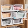 thumbnail image 1 of SNSLXH Paquete de 5 cajas organizadoras de armario apilables, cesta de almacenamiento multifuncional y plegable para baño, cocina, lavandería, armario, organizador de cajones de almacenamiento de ropa, 1 of 5