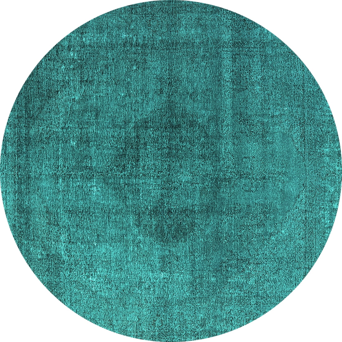 Ahgly Company Machine Washable Indoor Round Oriental Turquoise Blue ...