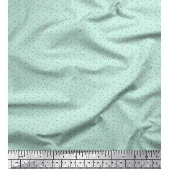 Soimoi Cotton Duck Fabric Key Shirting Print Fabric by The Yard 42 Inch Wide