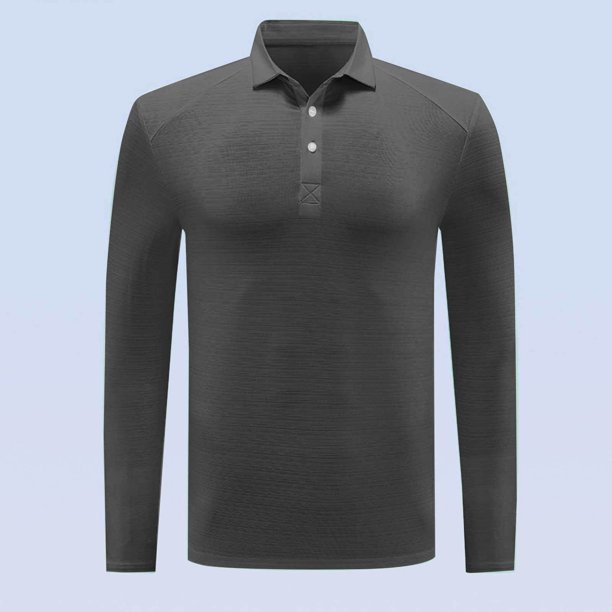 Blusa y camisa de manga larga con cuello vuelto para hombre, color liso, informal, elástica, deportiva, con botones, blusa de manga larga con cuello vuelto para hombre, tops de poliéster para hombre