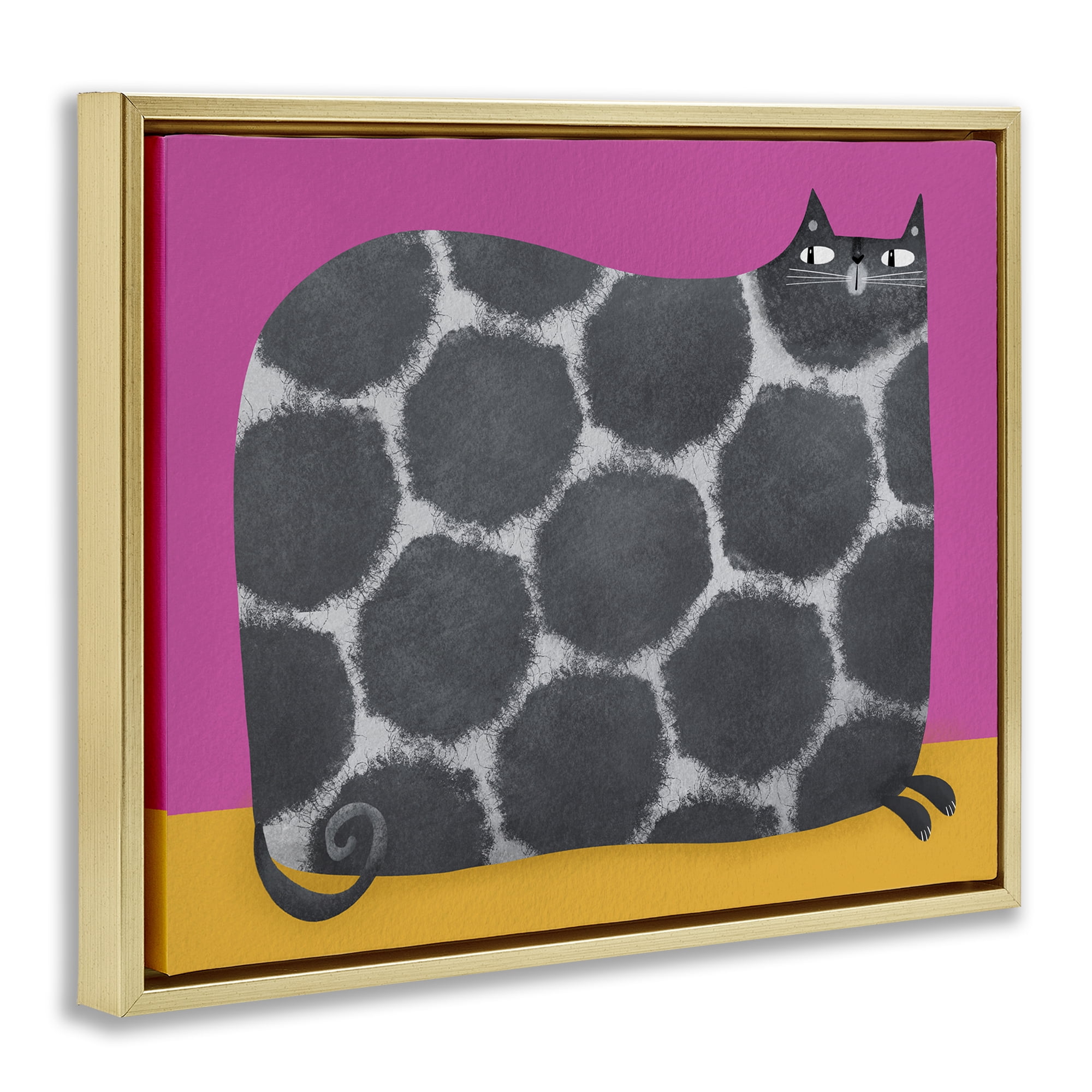 Stupell Industries Big Spots on Cat Gold Framed Floater Canvas Wall Art, design by Gabriela Avila