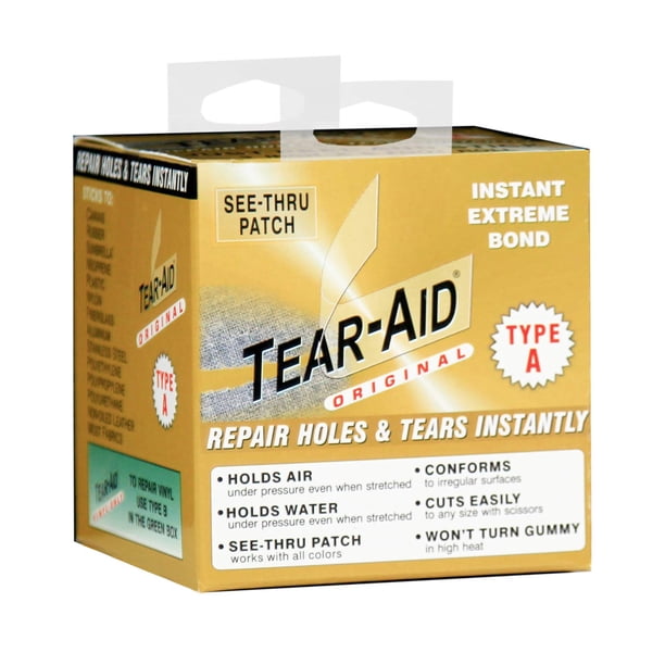 Kit de reparación de telas TEAR-AID tipo A, parche transparente de 3 pulgadas x 5 pies