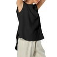 thumbnail image 3 of Amazhiyu Womens 100% Linen Tank Tops Casual Crewneck Sleeveless High Low Hem Tanks Shirts Summer, 3 of 6