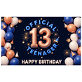 thumbnail image 3 of Gold Balloon Happy Birthday Banner Official Teen Theme Decorative Design Crown Element Party Celebration for Teen Birthday Indoor Celebration Photo Shoot, 3 of 8