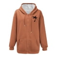 thumbnail image 4 of ManxiVoo Women Fashion Coconut Tree Print Soft Sports Hoodie Lightweight Comfortable Y2K Street Style Top M Size Brown, 4 of 4
