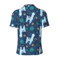 thumbnail image 3 of Xecao Alpaca Astronaut in Space for Mens' Casual Short Sleeve Button-Down Polo Shirts for a Classic Golf Look, 3 of 9