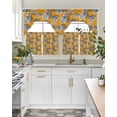 thumbnail image 4 of Grey Leaves Swag Kitchen Curtains Sets for Windows 24 Inch Length, Vintage Abstract Art Botanical Orange Short Window Curtain Panels Swags Valances and Tiers 3 Piece Set for Cafe/Dining Room, 4 of 5
