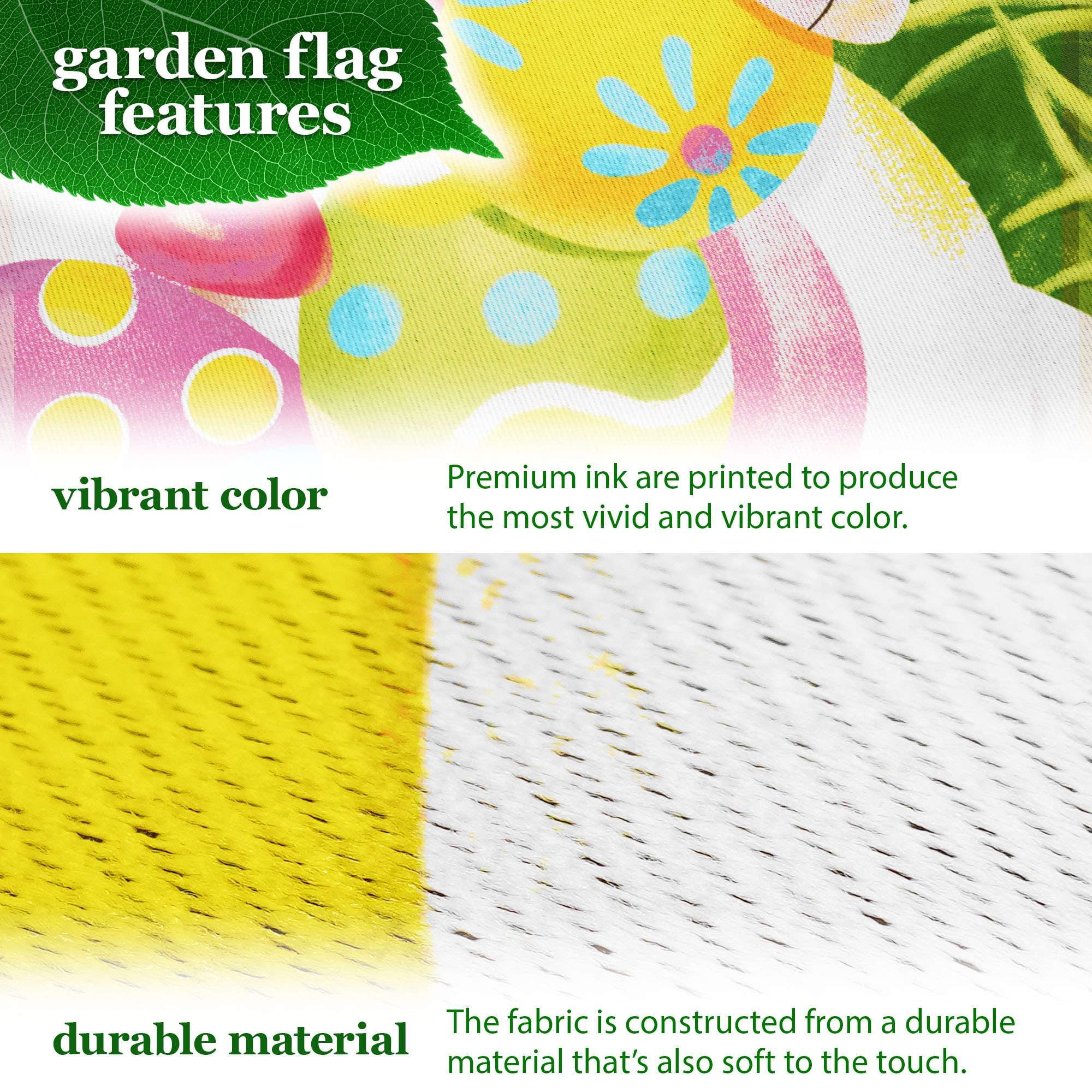 G128 2sets: 36"x16" Flag Stand & 12"x18" Double Sided Easter Bunny with Eggs Garden Flag Outdoor