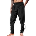 thumbnail image 2 of BVWKPCV Men's Pure Cotton Vintage Ankle Banded Pants for Renaissance Pirate Viking Medieval Costume Black XL, 2 of 5