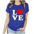 thumbnail image 2 of Goodtrade8 Valentines Womens Shirts Short Sleeve Plus Size Valentines Women Crew Neck Printed Love Casual Heart Womens Spring Tops, 2 of 6