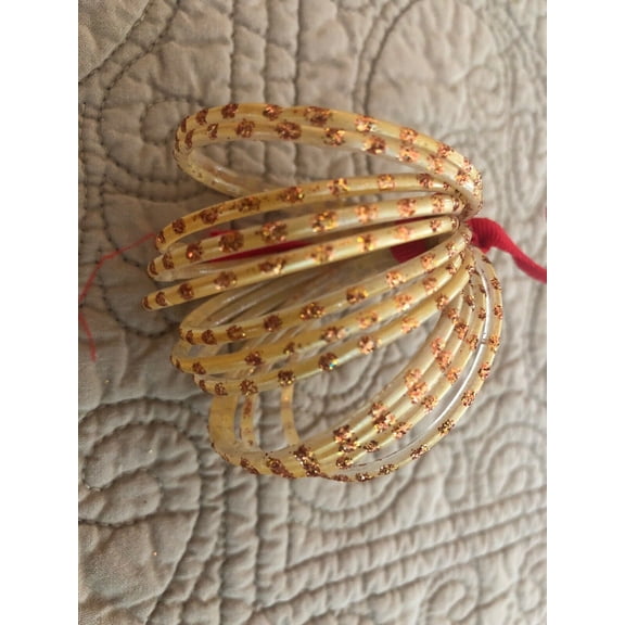 Pakistani Indian Kid Age 1-1.5 Year Yellow Gold 12 Glass Bangles Bollywood 1.75” New