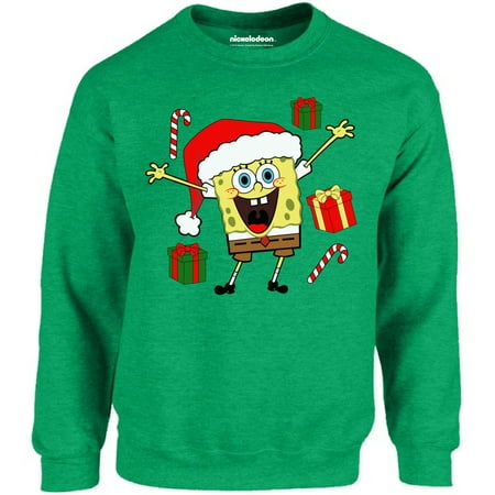 Spongebob On Christmas SpongeBob Christmas Sweaters for Men SpongeBob Sweatshirts Happy SpongeBob Xmas Sweets Sweatshirt ()