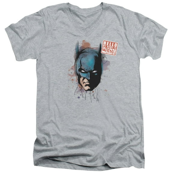 Batman - Hello - Slim Fit V Neck Shirt - Large