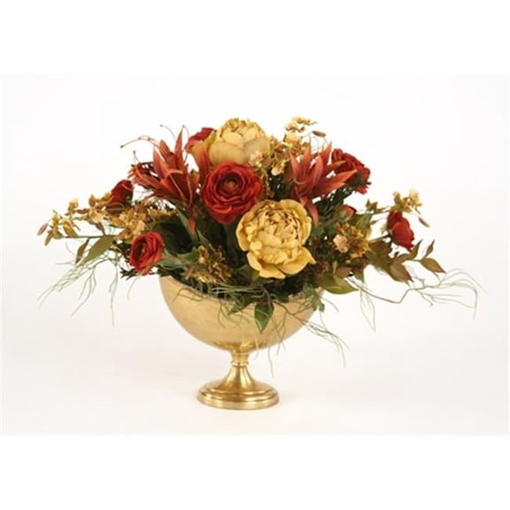 International  Rust Red, Antique Gold in Oval Antique Brass Compote