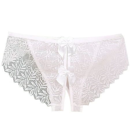 Womens Thongs Low Rise Lace Thongs Cut out Mesh Lingerie Crotchless Panties Sexy Underwear for Women