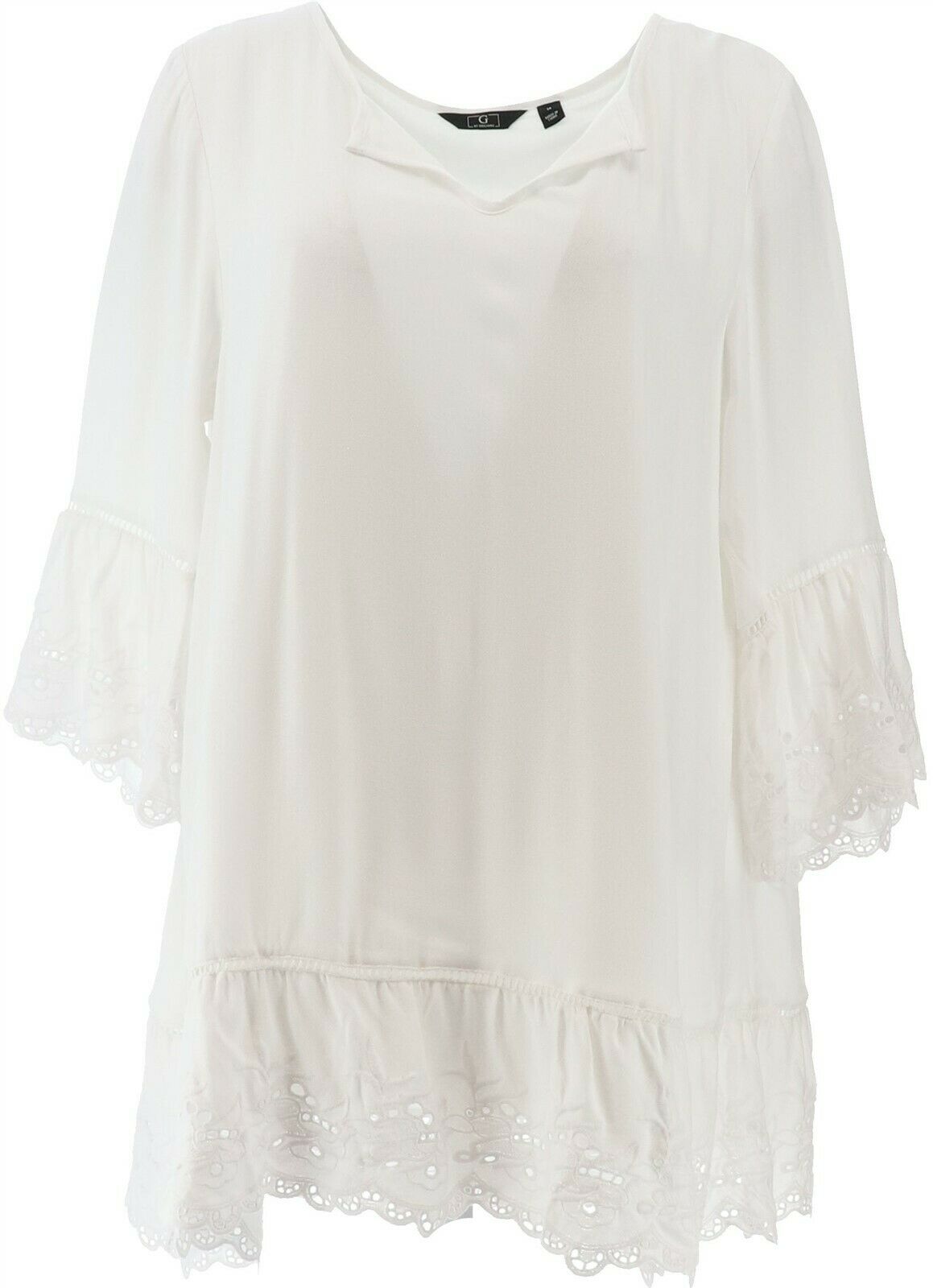 G Giuliana Tunic Eyelet Trim WHITE 18W NEW 650-875 - Walmart.com