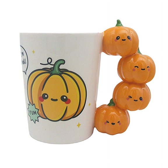 HOT Ceramic Pumpkin Handle Mug-Beautiful Girl Design, Innovative Tea Coffee Cup, Ideal Gift for Various Occasions.