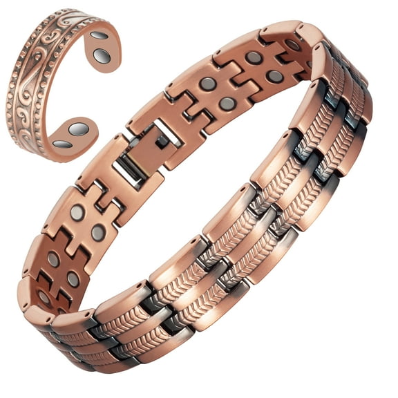 Wollet Pure Copper Magnetic Bracelets for men, Copper Magnetic Rings