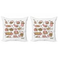 thumbnail image 1 of Doodle Throw Pillow Cushion Cover Pack of 2, Graphic of Zentangle Ornaments on Pigs with Flowers, Zippered Double-Side Digital Print, 4 Sizes, Coral Blush, by Ambesonne, 1 of 2