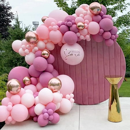 Beyondtrade 133pcs Wine Red Pink Balloon Garland Arch Kit for Wedding Party Background Decoration