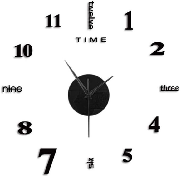 Large Frameless DIY Wall Clock: 3D Mirror Surface, Waterproof