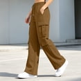 thumbnail image 5 of Zynoxe Women's Cargo Sweatpants Elastic Waist Drawstring Sweatpants for Women Loose Solid Color Wide Leg Pants Trendy Streetwear Casual Trousers with Mulit Pockets XL, 5 of 7