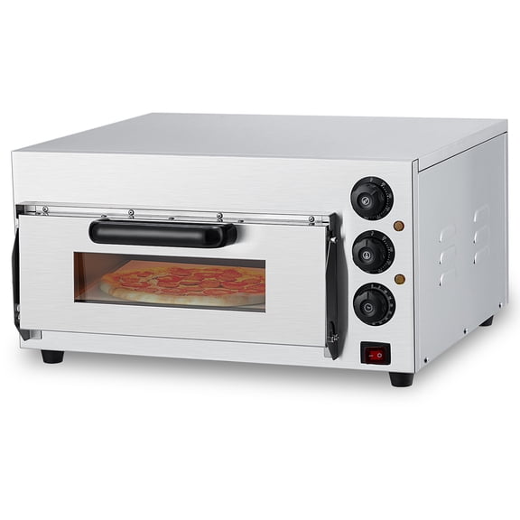 Countertop Pizza Oven Indoor, Electric Pizza Maker Machine with Timer, Pizza Stone, Handle and Foot Pads, 16 Inches Commercial Pizza Oven for Restaurant and Home Use, 110V/1600W